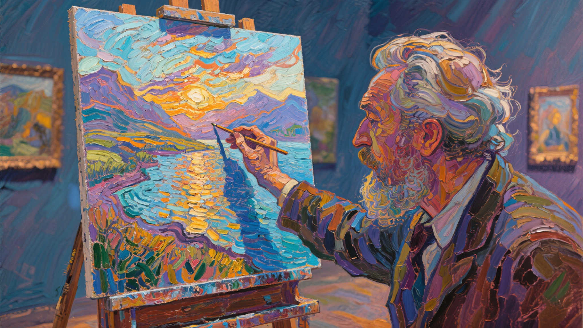 震撼人心的画面,源于数十载的辛勤耕耘! 无论是在艺术领域,比如油画大师灵感迸发时的一笔之作